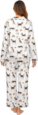 vvfelixl Women Pajama Sets Golden Retriever Dogs Satin Pajama Set for Women Long Sleeve 2 Piece Pj Sets for Women S in Saudi Arabia