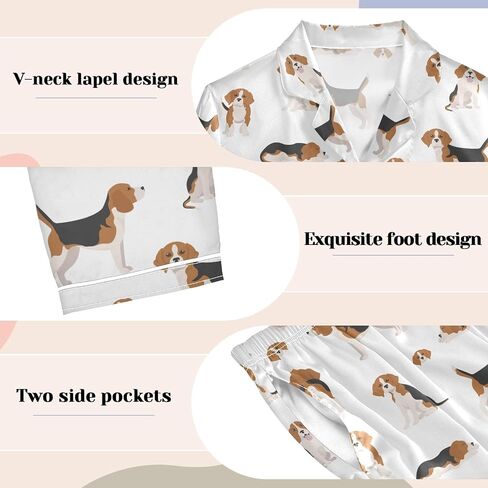 vvfelixl Women Pajama Sets Golden Retriever Dogs Satin Pajama Set for Women Long Sleeve 2 Piece Pj Sets for Women S in Saudi Arabia