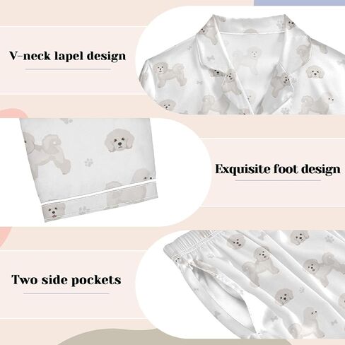 vvfelixl Women Pajama Sets Golden Retriever Dogs Satin Pajama Set for Women Long Sleeve 2 Piece Pj Sets for Women S in Saudi Arabia