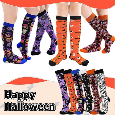 6 أزواج هالوين الركبة الجوارب عالية ضغط العجل الجوارب أشباح اليقطين للنساء مهرجان Cosplay Halloween in Saudi Arabia
