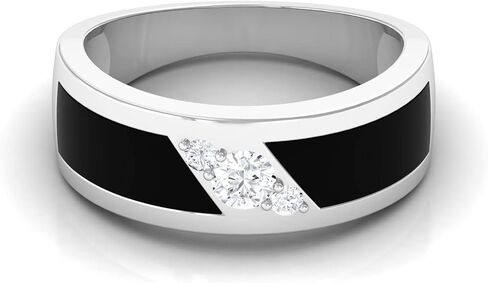 Certified Moissanite Mens Wedding Band, D-Vs1 Quality, 3 Stone Mens Ring With Enamel - With Jewelry Box in Saudi Arabia