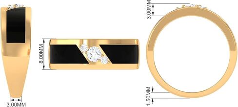 Certified Moissanite Mens Wedding Band, D-Vs1 Quality, 3 Stone Mens Ring With Enamel - With Jewelry Box in Saudi Arabia