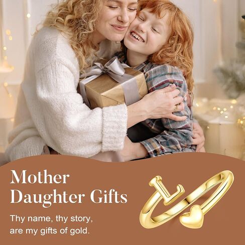 M MOOHAM Gold Rings for Women - 14K Gold Plate Initial Rings for Women Non Tarnish Letter A- Z Dainty Heart Ring Adjustable Pinky Ring Personalized Jewelry Gifts in Saudi Arabia