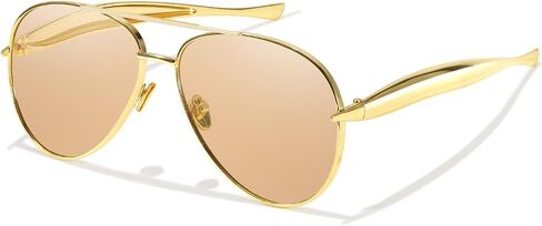 نظارة شمسية SODQW Gold Aviator للنساء الرجال العصرية مصممة معدنية نظارات الشمس مع UV400 إطار المعادن السيدات ظلال in Kuwait