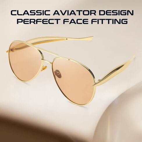 نظارة شمسية SODQW Gold Aviator للنساء الرجال العصرية مصممة معدنية نظارات الشمس مع UV400 إطار المعادن السيدات ظلال in Kuwait
