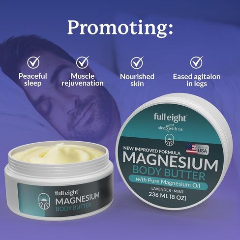 Magnesium Body Butter – Quick Ease for Tensed Legs, Tight Muscles & Sleep, Organic Ingredients with Pure Magnesium Oil, Exfoliating Topical Cream 4oz in Saudi Arabia