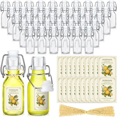 Havawish 20 Pack 4 oz Swing Top Glass Bottles for Limoncello Homemade Clear Flip Top Beer Bottles with Airtight Cap Lids Labels for Home Brewing Limoncello Wedding Baby Shower Christmas Party Favors in Saudi Arabia