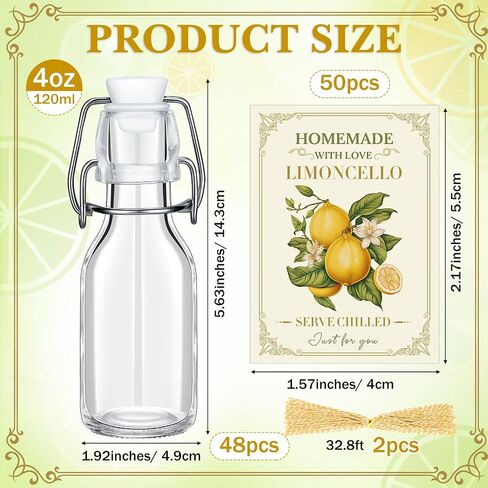 Havawish 20 Pack 4 oz Swing Top Glass Bottles for Limoncello Homemade Clear Flip Top Beer Bottles with Airtight Cap Lids Labels for Home Brewing Limoncello Wedding Baby Shower Christmas Party Favors in Saudi Arabia