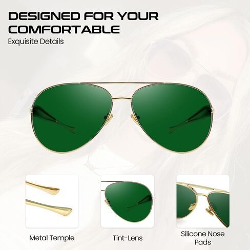 نظارة شمسية SODQW Gold Aviator للنساء الرجال العصرية مصممة معدنية نظارات الشمس مع UV400 إطار المعادن السيدات ظلال in Kuwait