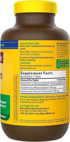 Nature Made Calcium 300 Tablets 750 MG with D3&K in Saudi Arabia