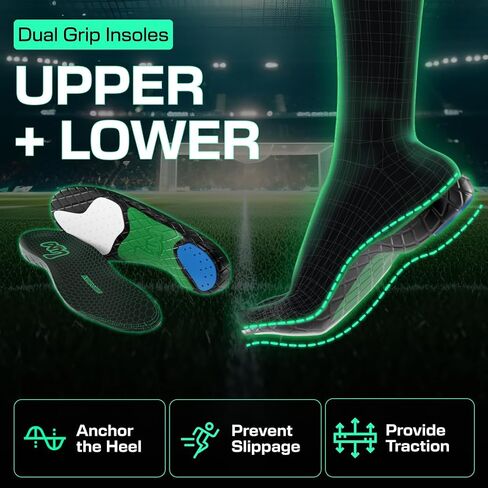 نعال رياضية Lux Dual Grip Sports GripArray™ - نعال رياضية لأداء الرياضات: نعال داخلية لكرة القدم ممتصة للصدمات، حشوات أحذية الجري للمرابط والجولف وكرة السلة ونعال التنس للرجال والنساء in Kuwait