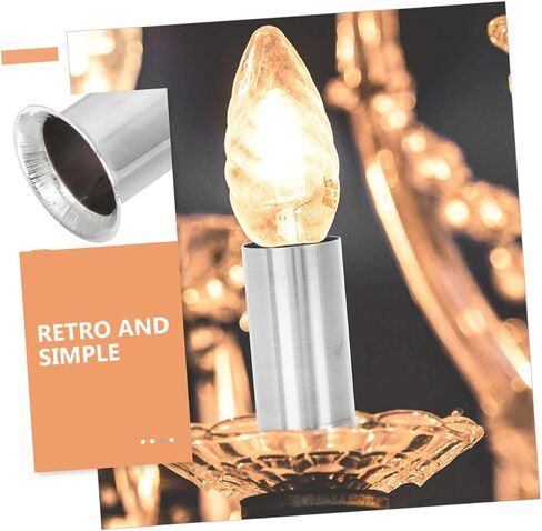 PRETYZOOM 4PCS Iron Metal Candle Sleeve Covers for Chandelier Light Fixtures Decorative Candelabra Base Socket Covers Compatible Bulbs in Saudi Arabia
