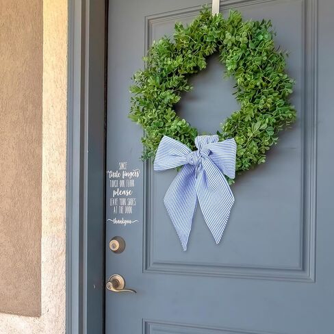 Xunyee 6 PCS Wreath Sash للباب الأمامي ، Seersucker Seersucker الأزرق لإكسسوارات الباب الأمامي حفل زفاف في الهواء الطلق خزانة المطبخ ساحة 4.5 "× 56" (شريط) in Saudi Arabia