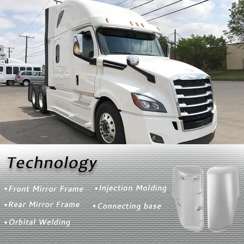 مرآة باب لـ FREIGHTLINER CASCADIA، مجموعة مرآة باب سوداء مُدفأة بمحرك من جانب السائق لـ FREIGHTLINER CASCADIA 2008-2017 (كروم (فضي)، يسار) in Kuwait