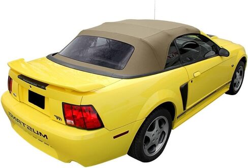 Compatible with Ford Mustang 1994-2004 Convertible Soft Top & Plastic Window White Sailcloth (1 Piece Easy Install) in Kuwait