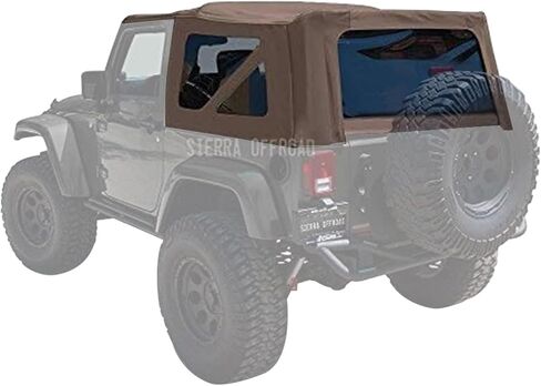 Sierra Offroad Soft Top for 2007 to 2009 Jeep Wrangler JK - Black, Twill Vinyl - 2 Door Jeep Soft Top with Rear Plastic Tinted Windows - Factory Precision Fit Replacement - No Upper Door Skins in Saudi Arabia