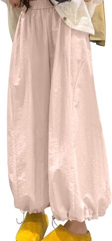 Women's High Waist Wide Leg Pant Lantern Carrot Solid Color Pants Fashion Causal Comfy Loose Fit Flowy Trousers in Saudi Arabia