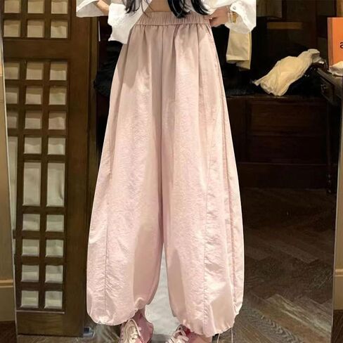 Women's High Waist Wide Leg Pant Lantern Carrot Solid Color Pants Fashion Causal Comfy Loose Fit Flowy Trousers in Saudi Arabia