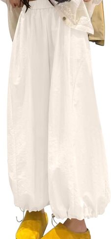 Women's High Waist Wide Leg Pant Lantern Carrot Solid Color Pants Fashion Causal Comfy Loose Fit Flowy Trousers in Saudi Arabia