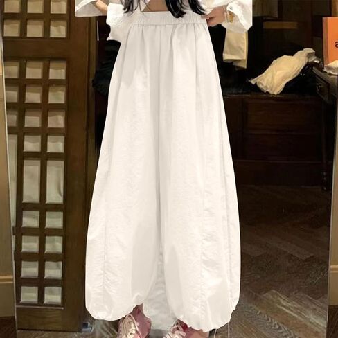 Women's High Waist Wide Leg Pant Lantern Carrot Solid Color Pants Fashion Causal Comfy Loose Fit Flowy Trousers in Saudi Arabia