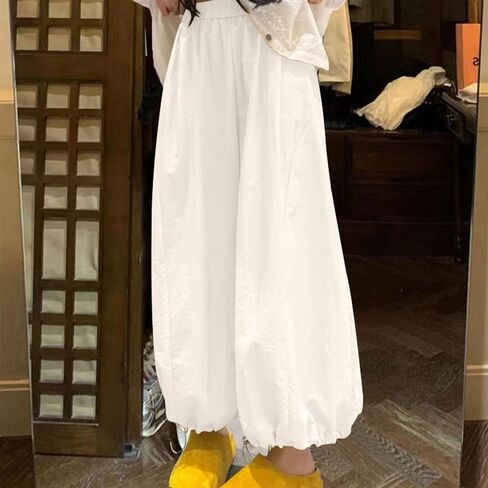 Women's High Waist Wide Leg Pant Lantern Carrot Solid Color Pants Fashion Causal Comfy Loose Fit Flowy Trousers in Saudi Arabia