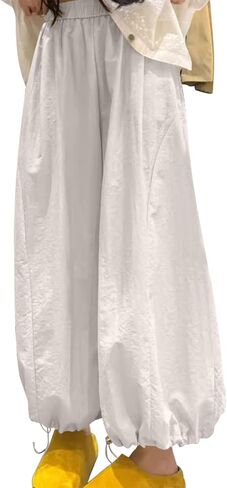 Women's High Waist Wide Leg Pant Lantern Carrot Solid Color Pants Fashion Causal Comfy Loose Fit Flowy Trousers in Saudi Arabia