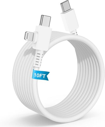 كابل شاحن سريع 10 أقدام iPhone 14 13 12 11، [معتمد من Apple] كابل USB C طويل إلى Lightning بطول 10 أقدام، سلك شحن Apple من النوع C بطول 10 أقدام لهاتف iPhone 14 Pro Max/13 Pro/12/12 Mini/11/XS/XR/ 8 بلس/7/6/5 in Kuwait