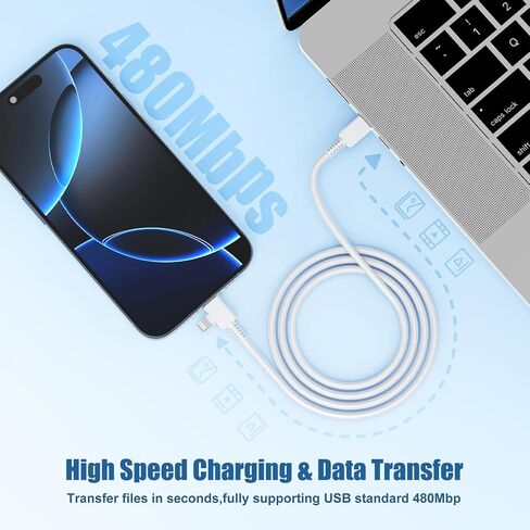 كابل شاحن سريع 10 أقدام iPhone 14 13 12 11، [معتمد من Apple] كابل USB C طويل إلى Lightning بطول 10 أقدام، سلك شحن Apple من النوع C بطول 10 أقدام لهاتف iPhone 14 Pro Max/13 Pro/12/12 Mini/11/XS/XR/ 8 بلس/7/6/5 in Kuwait