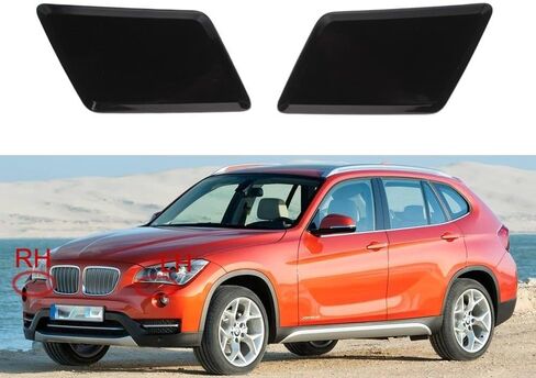 51117303796 51117303795 Front Bumper Headlight Washer Spray Nozzle Jet Cover Cap for BMW X1 E84 2012 2013 2014 2015 51117347666(Black-Set) in Saudi Arabia