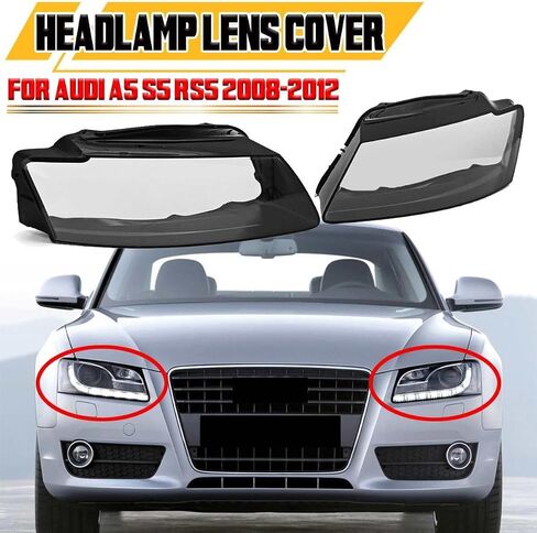 غطاء عدسة الأمامية الأمامية للسيارة لأجهزة A-U-D-I A5 S5 RS5 2008 2009-2012 شريحة مصباح صافية شفافة in Saudi Arabia