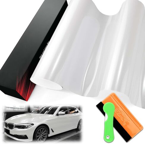 1ftx5ft PET Super Gloss Metallic Pearl White High Glossy Vinyl Wrap Auto Car Sticker Scener Sheet Film Bubble Free Air Technology with Tool in Kuwait