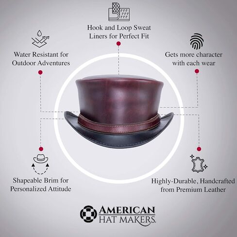 American Hat Makers Hampton Leather Top Hat for Men & Women — Shapeable Wide Brim Hat in Saudi Arabia