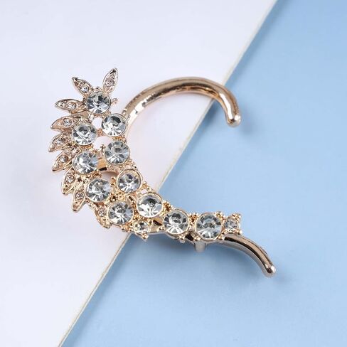 Vintage Crystal Ear Cuff Earrings Rhinestone Cartilage Wrap Earrings Gold CZ Leaf Wrap Around Earrings Crystal Climber Earrings for Women in Saudi Arabia