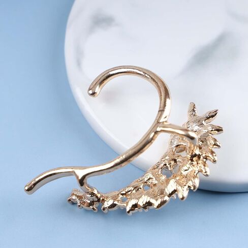 Vintage Crystal Ear Cuff Earrings Rhinestone Cartilage Wrap Earrings Gold CZ Leaf Wrap Around Earrings Crystal Climber Earrings for Women in Saudi Arabia