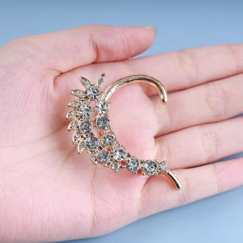 Vintage Crystal Ear Cuff Earrings Rhinestone Cartilage Wrap Earrings Gold CZ Leaf Wrap Around Earrings Crystal Climber Earrings for Women in Saudi Arabia