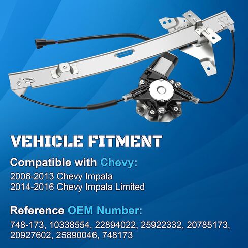 748-172 منظم نوافذ الطاقة مع مجموعة السائق الأمامي للتجميع المحرك متوافق مع Chevy Impala 2006 2007 2008 2008 2010 2011 2013 & Chevrolet Impala Limited 2014 2015 2015 2015 2015 in Saudi Arabia