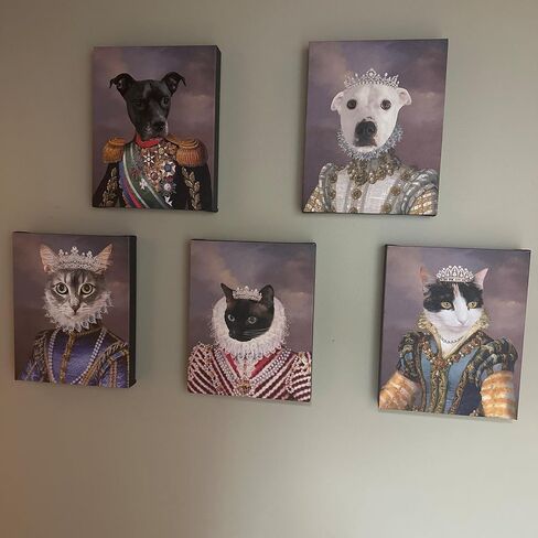 LOVELYPOD Customized Pet Portrait Canvas of Dog and Cat Renaissance Style, Wall Art Print for Home Decor, Living Room, Bedroom, Home Office in Kuwait