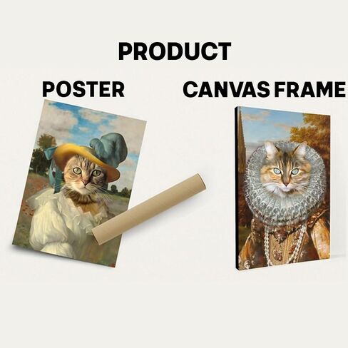 LOVELYPOD Customized Pet Portrait Canvas of Dog and Cat Renaissance Style, Wall Art Print for Home Decor, Living Room, Bedroom, Home Office in Kuwait