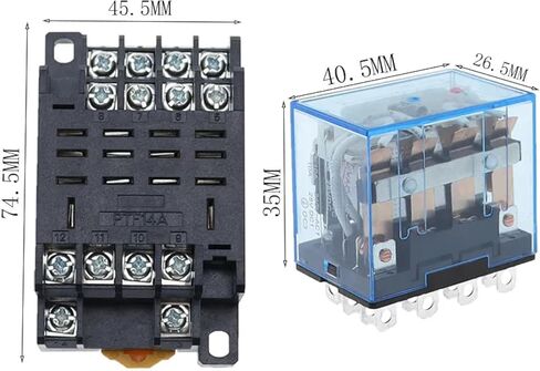LY4NJ 4PDT RELAY مع قاعدة المقبس ، 10A 240VAC ، 14 دبوس ، DIN RAIL MOUNT in Kuwait