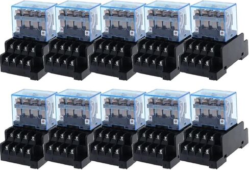 LY4NJ 4PDT RELAY مع قاعدة المقبس ، 10A 240VAC ، 14 دبوس ، DIN RAIL MOUNT in Kuwait