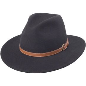 Adventure Hat 100% Wool Felt for Women/Men Crushable Waterproof Leather Details | Wide Brim Cowboy Cowgirl Hat in Kuwait