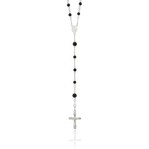 925 Sterling Silver Black Onyx Rosary Bead Bead Necklace in Kuwait