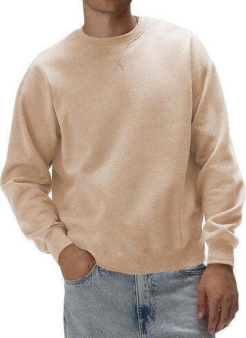 JMIERR Men's Fleece Crewneck Sweatshirt Casual Long Sleeves Cotton Warm Basic Pullover Fashion Shirts in Kuwait