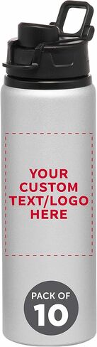 DISCOUNT PROMOS Custom Aluminum Water Bottles Snap Lids 25 oz. Set of 10/50/100 Personalized Bulk Pack Reusable for Gym Hiking Cycling School - Charcoal in Kuwait