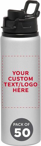 DISCOUNT PROMOS Custom Aluminum Water Bottles Snap Lids 25 oz. Set of 10/50/100 Personalized Bulk Pack Reusable for Gym Hiking Cycling School - Charcoal in Kuwait