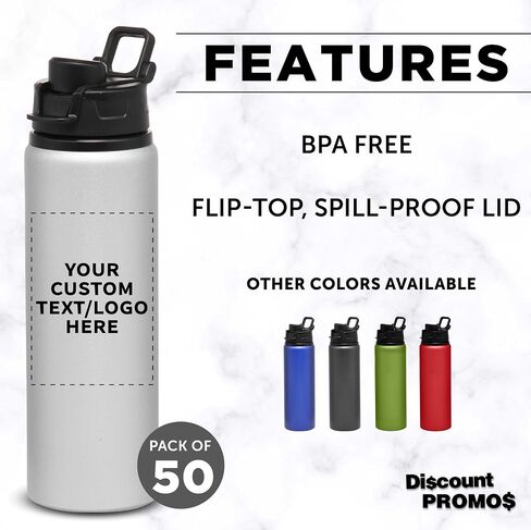 DISCOUNT PROMOS Custom Aluminum Water Bottles Snap Lids 25 oz. Set of 10/50/100 Personalized Bulk Pack Reusable for Gym Hiking Cycling School - Charcoal in Kuwait