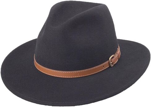 Adventure Hat 100% Wool Felt for Women/Men Crushable Waterproof Leather Details | Wide Brim Cowboy Cowgirl Hat in Kuwait