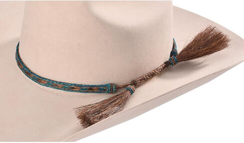 Cody James Men's Braided Horsehair and Tassel Hat Band - GO258TB One Size Chocolate/Turquoise in Saudi Arabia