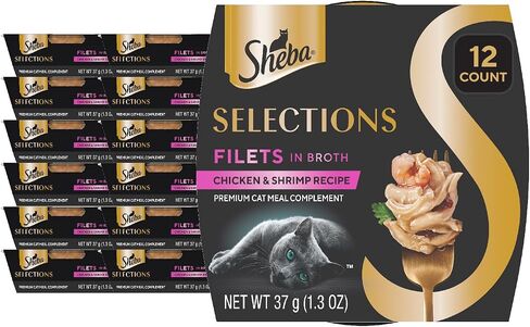 اختيارات Sheba خيوط في مرق البالغين الكبار وجبات القط تكمل وصفة الدجاج والتونة ، 1.3 أوقية. أكواب ، 12 العد in Kuwait