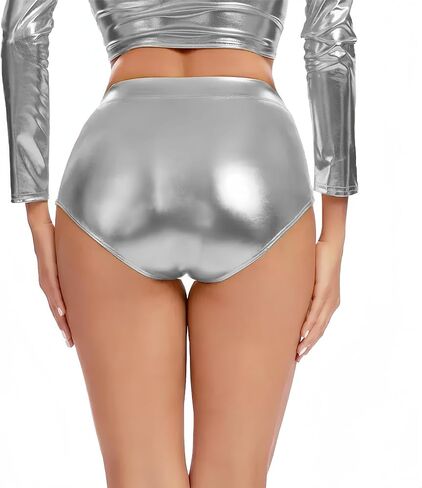 Wildarms Women’s Metallic Booty Shorts Shiny Rave Bottoms High Waisted Festival Dance Mardi Gras Shorts Hot Pants in Saudi Arabia